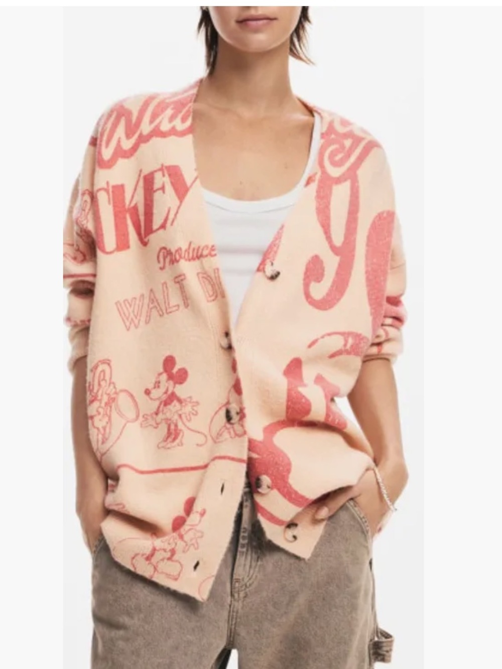 Desigual Mickey Mouse V-Neck Cardigan